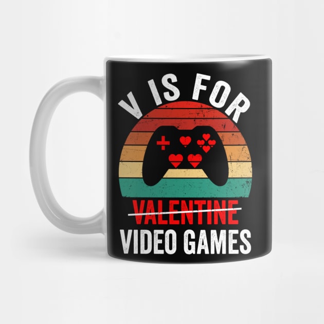 V is for Video Games Valentines Day Boys Funny Retro Vintage by teecrafts